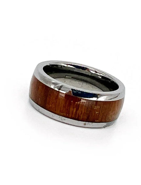 C-Men's 8mm Tungsten Ring with Hawaiian Koa Wood