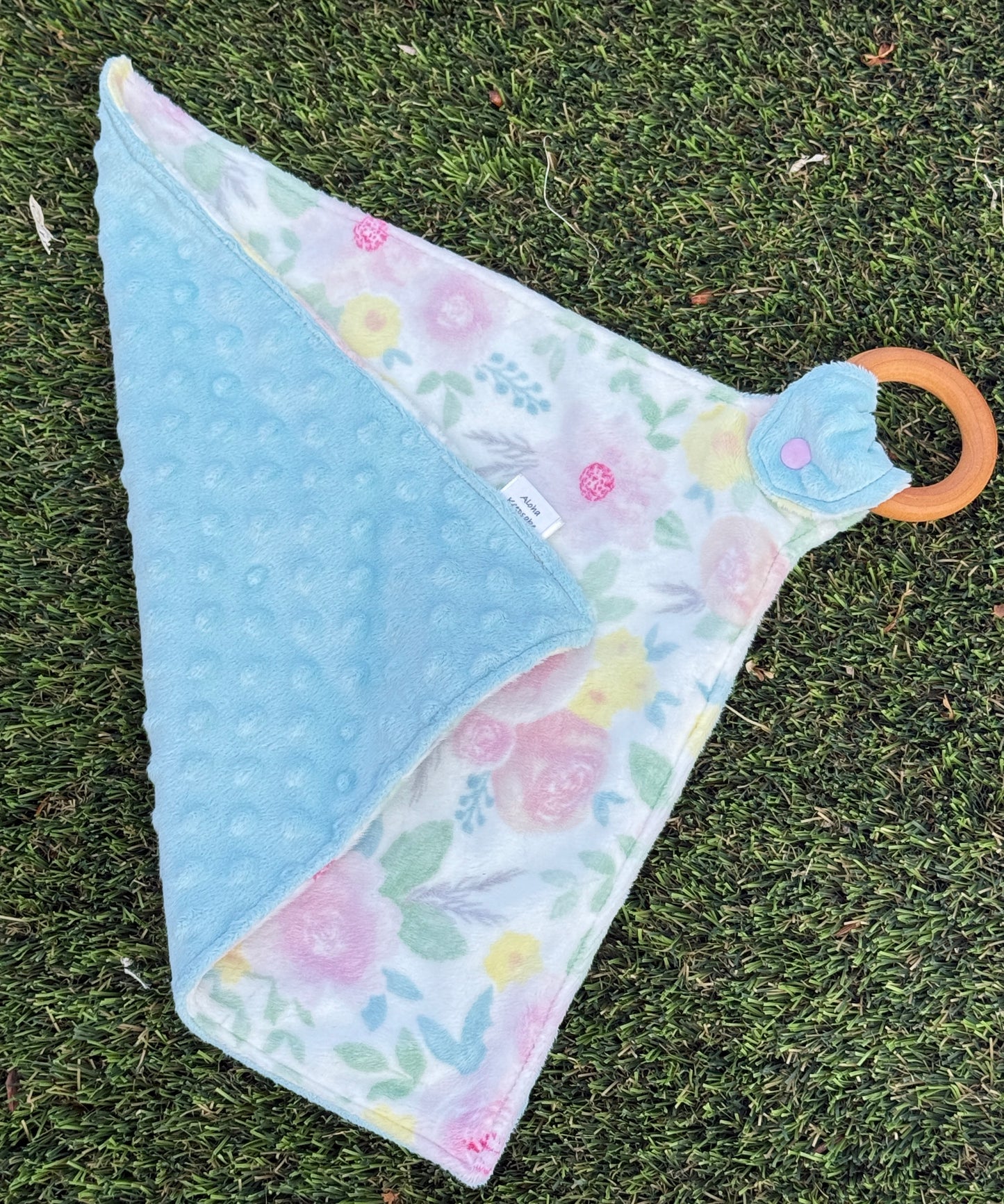 A-Custom Order-Toddler Lovey with Wood Ring