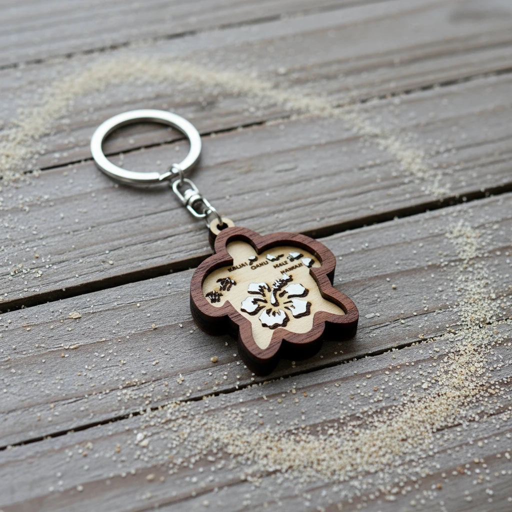 C-Turtle Wood Cutout Key Chain