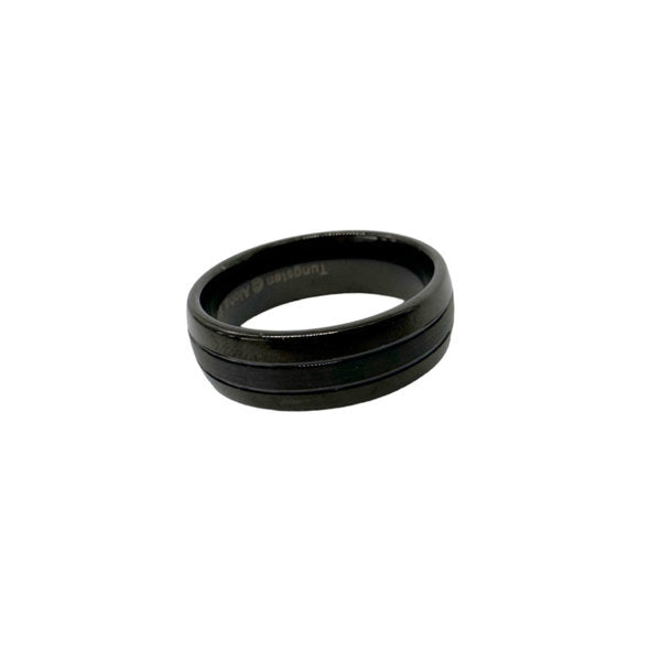 C-Men's 8mm Black Tungsten Synthetic Opal Ring