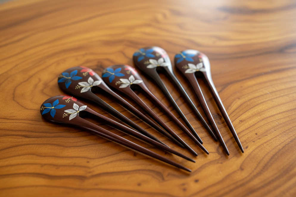 Hand Carved Wooden Hair Sticks