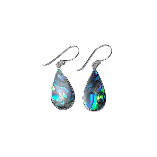 Sterling Silver Pau'a Shell Raindrop Dangle Earrings