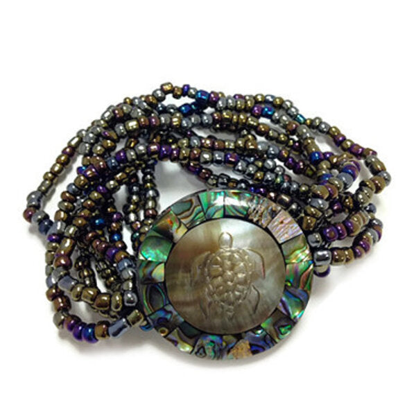 Shell Bracelet Pau'a Rim Carved Turtle