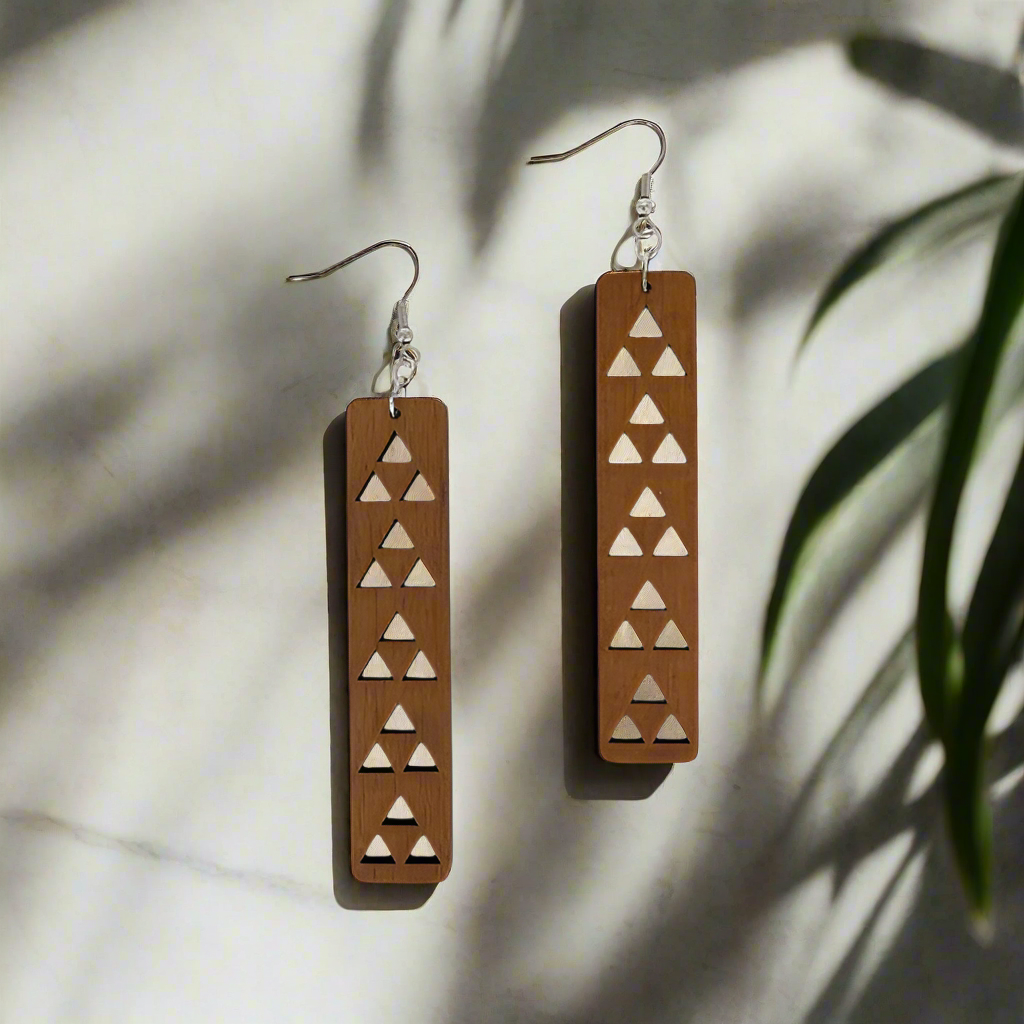 Hawaiian Style Wood Earrings