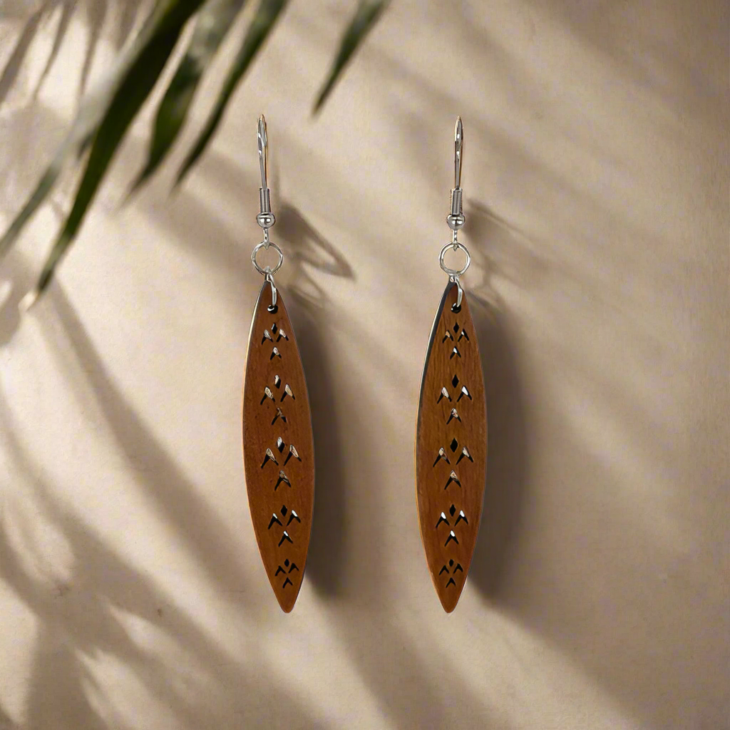 Hawaiian Style Wood Earrings