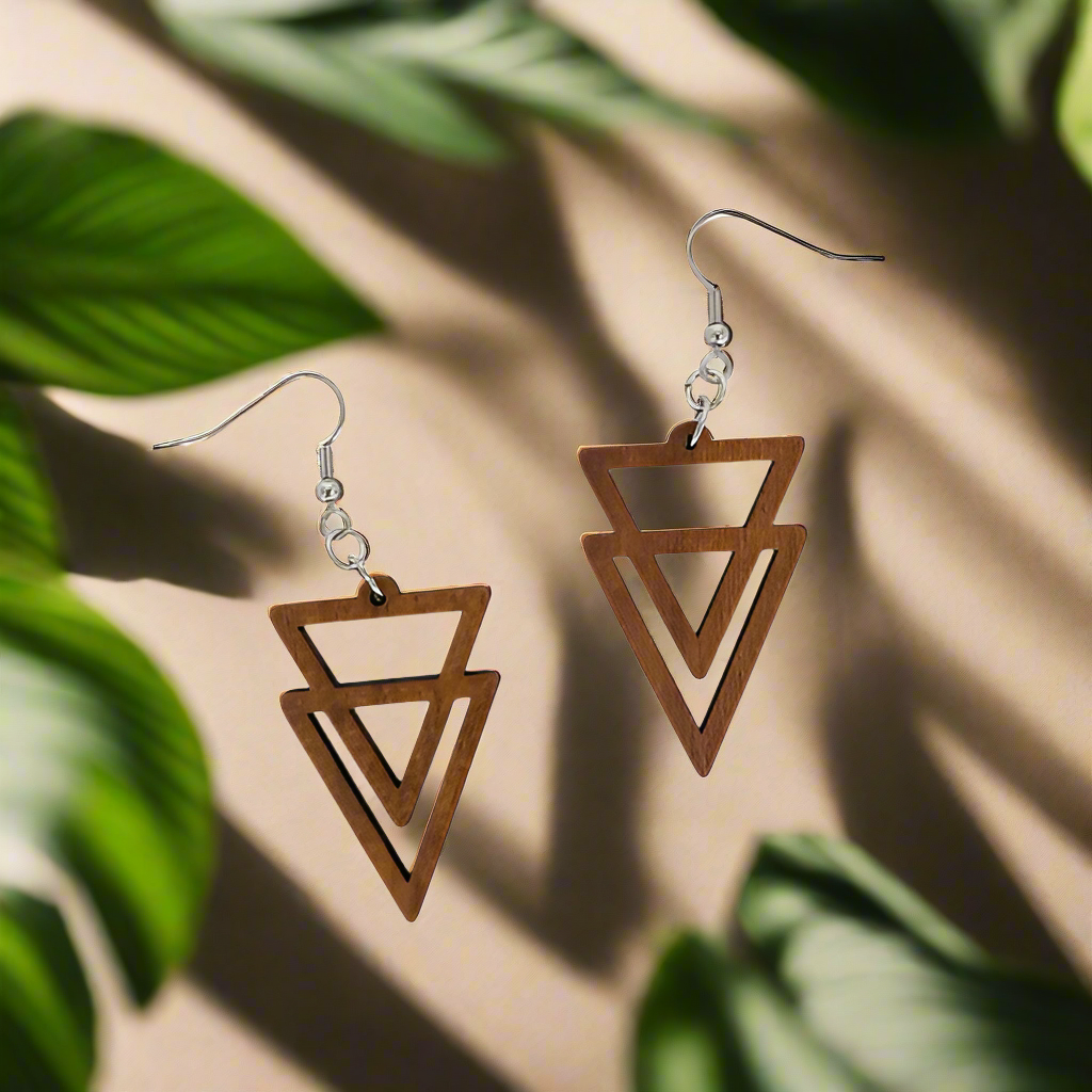 Hawaiian Style Wood Earrings
