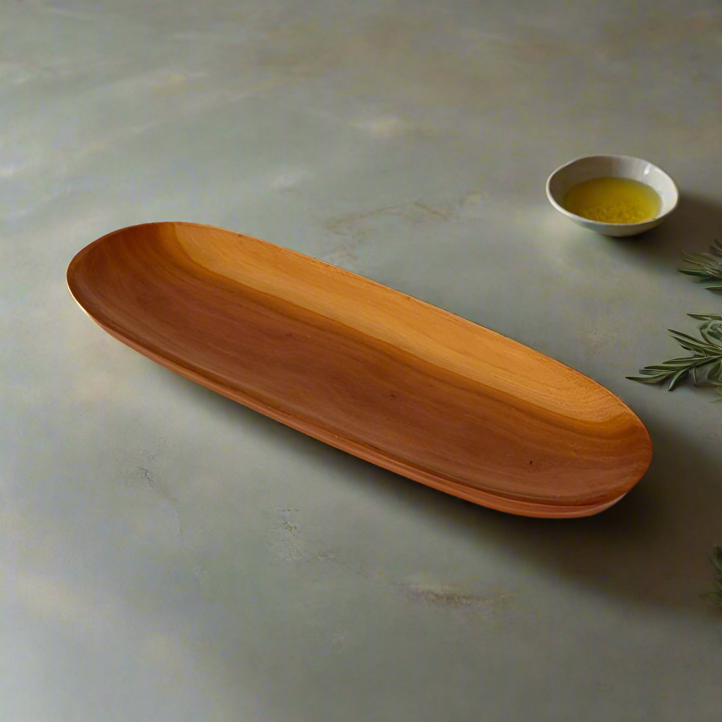 D-Hand carved Fruitwood Pupu Platter Oval (Large)