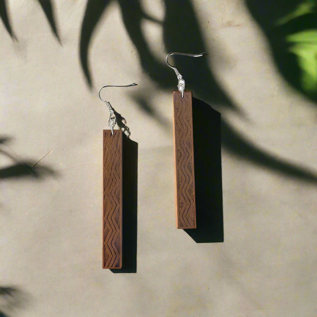 Hawaiian Style Wood Earrings