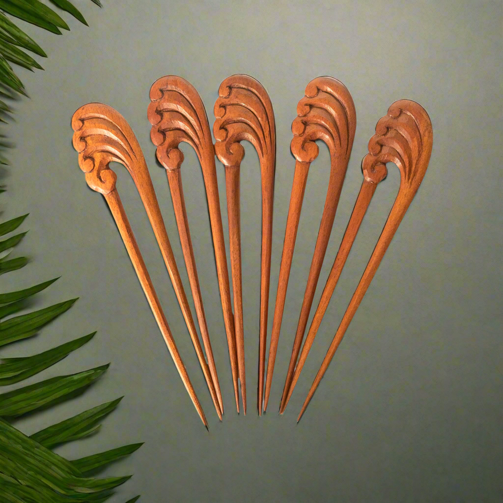 Hand Carved Wooden Hair Sticks
