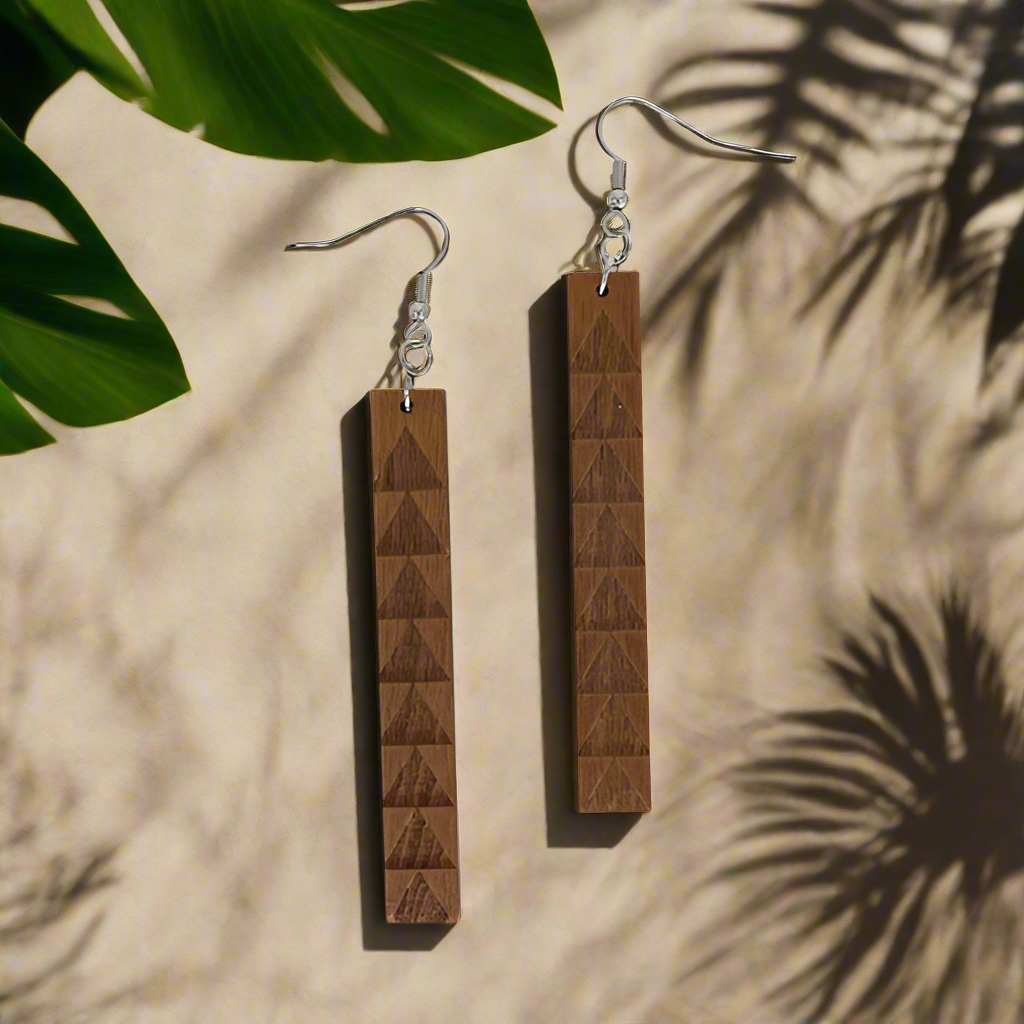 Hawaiian Style Wood Earrings