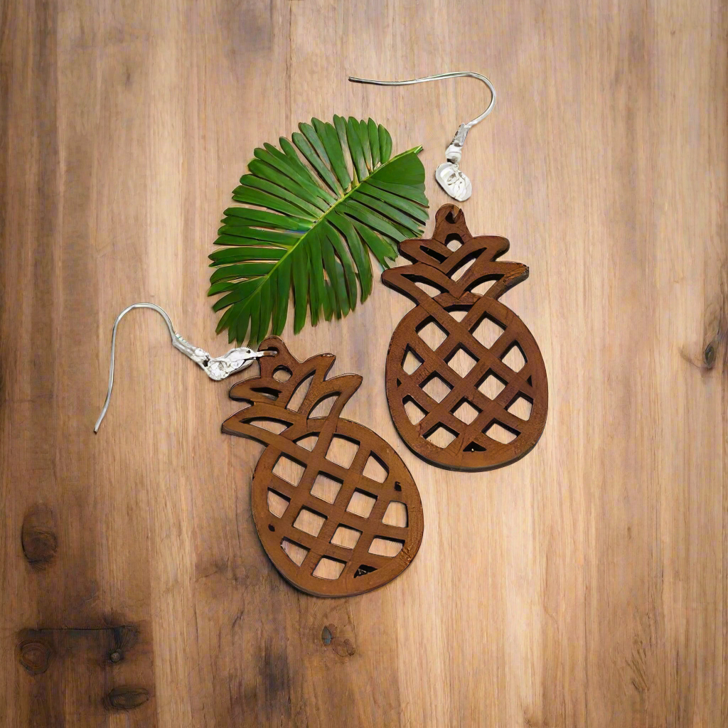 Hawaiian Style Wood Earrings