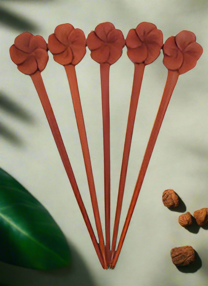 Hand Carved Wooden Hair Sticks