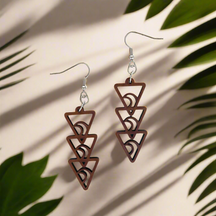 Hawaiian Style Wood Earrings