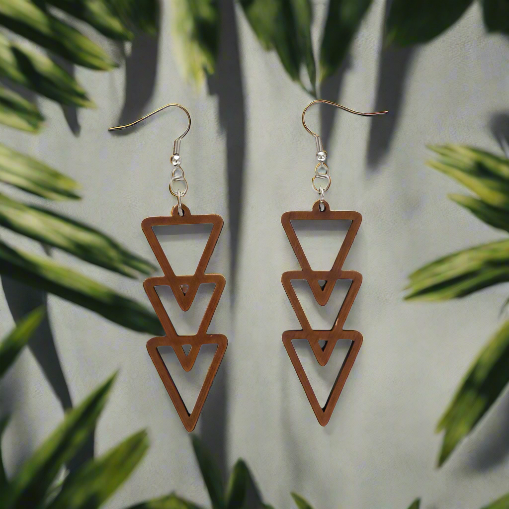 Hawaiian Style Wood Earrings