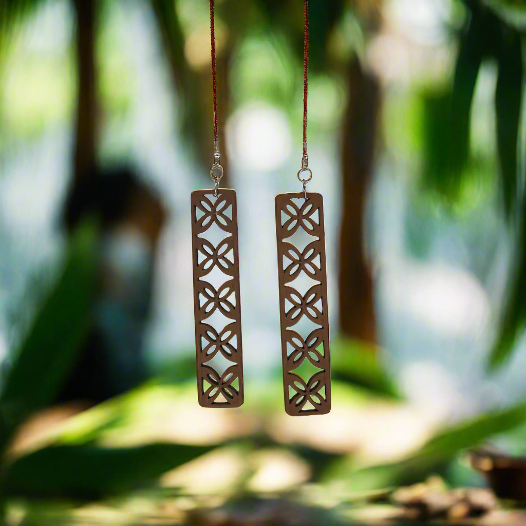 Hawaiian Style Wood Earrings