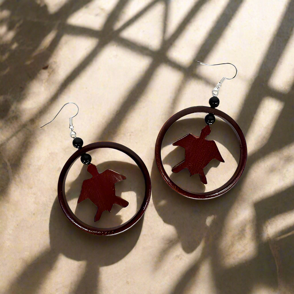 Hawaiian Style Wood Earrings