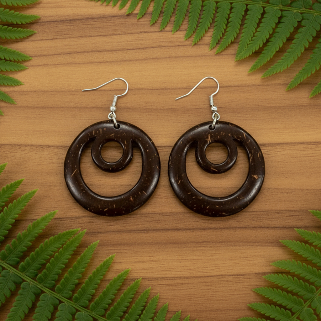 Hawaiian Style Wood Earrings