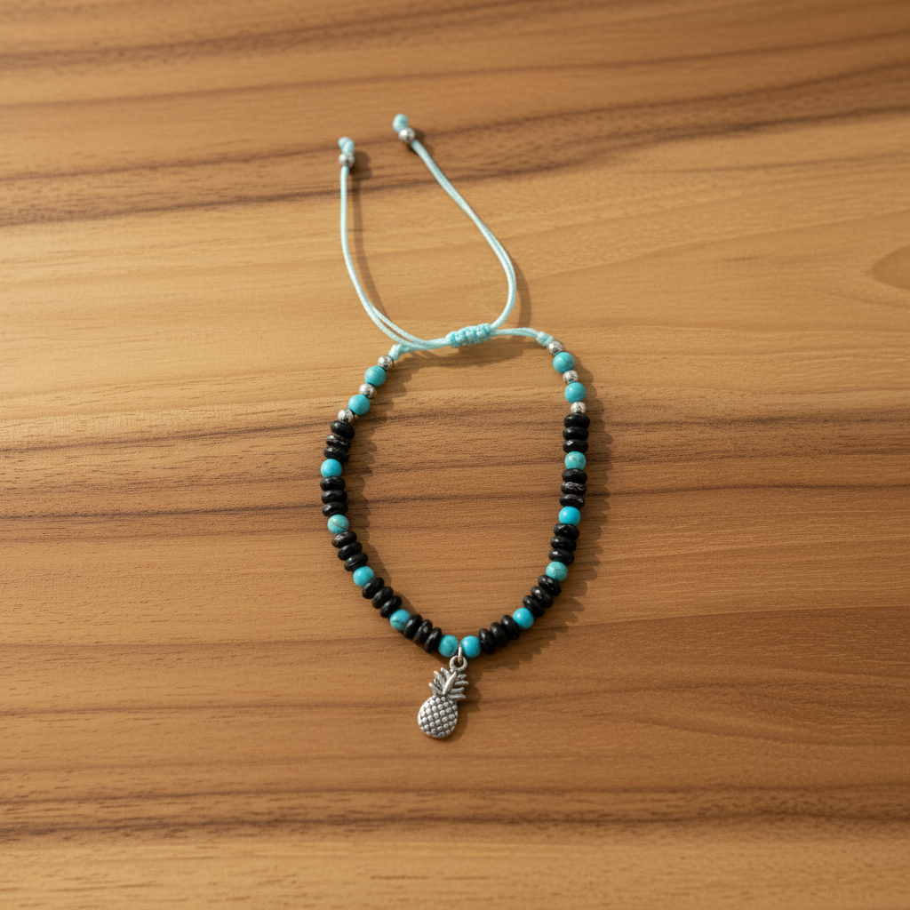 C-Beaded Shell/Turquoise Anklet