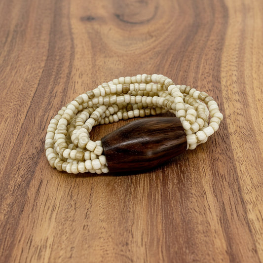 C-Beaded Strand w/Wood stretch Bracelet