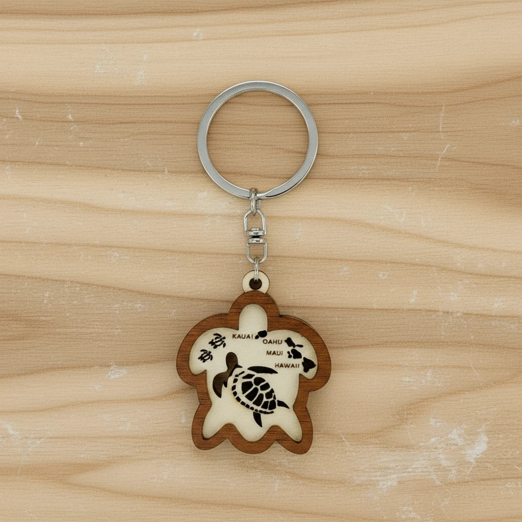 C-Turtle Wood Cutout Key Chain