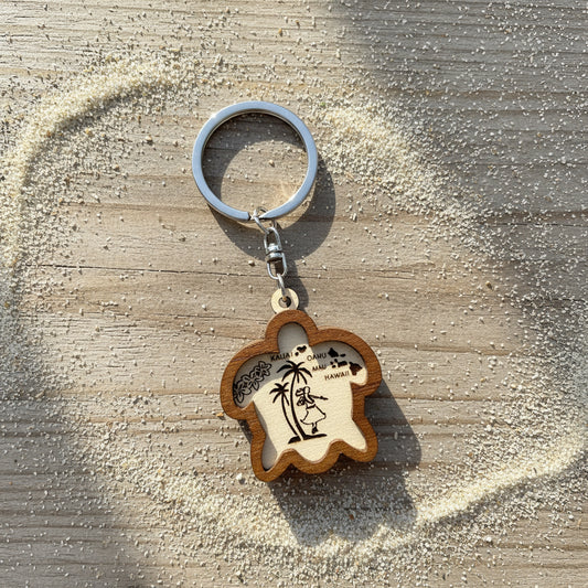 C-Turtle Wood Cutout Key Chain