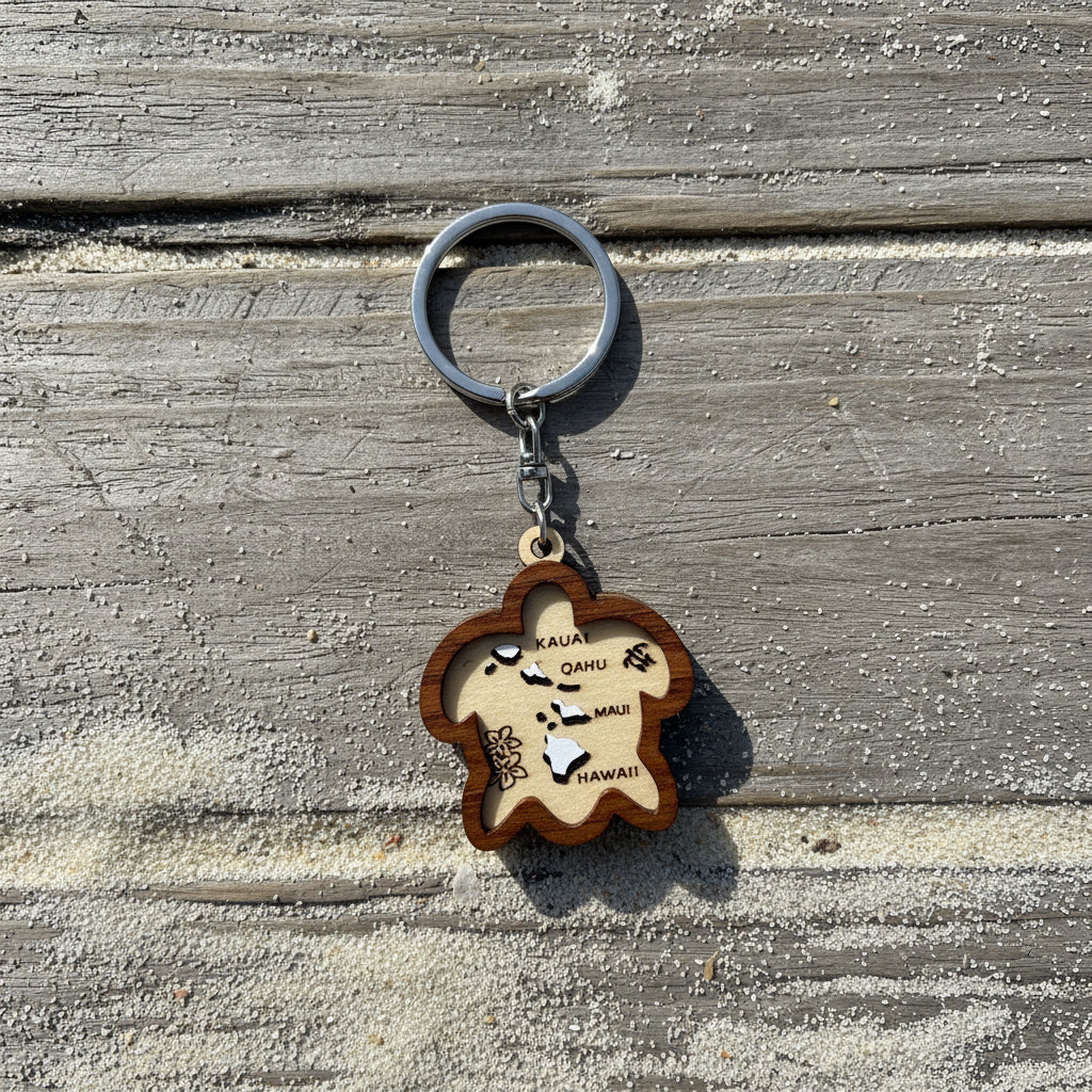 C-Turtle Wood Cutout Key Chain