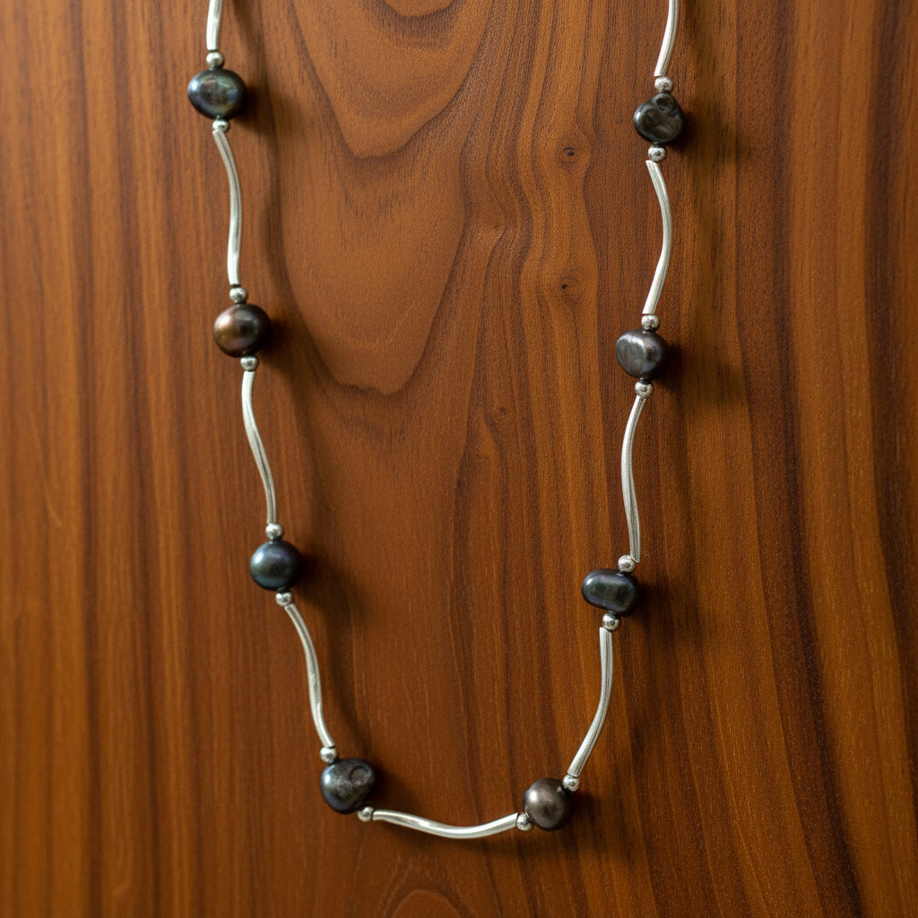 C-18" Twisted Tubes Pearl Necklace