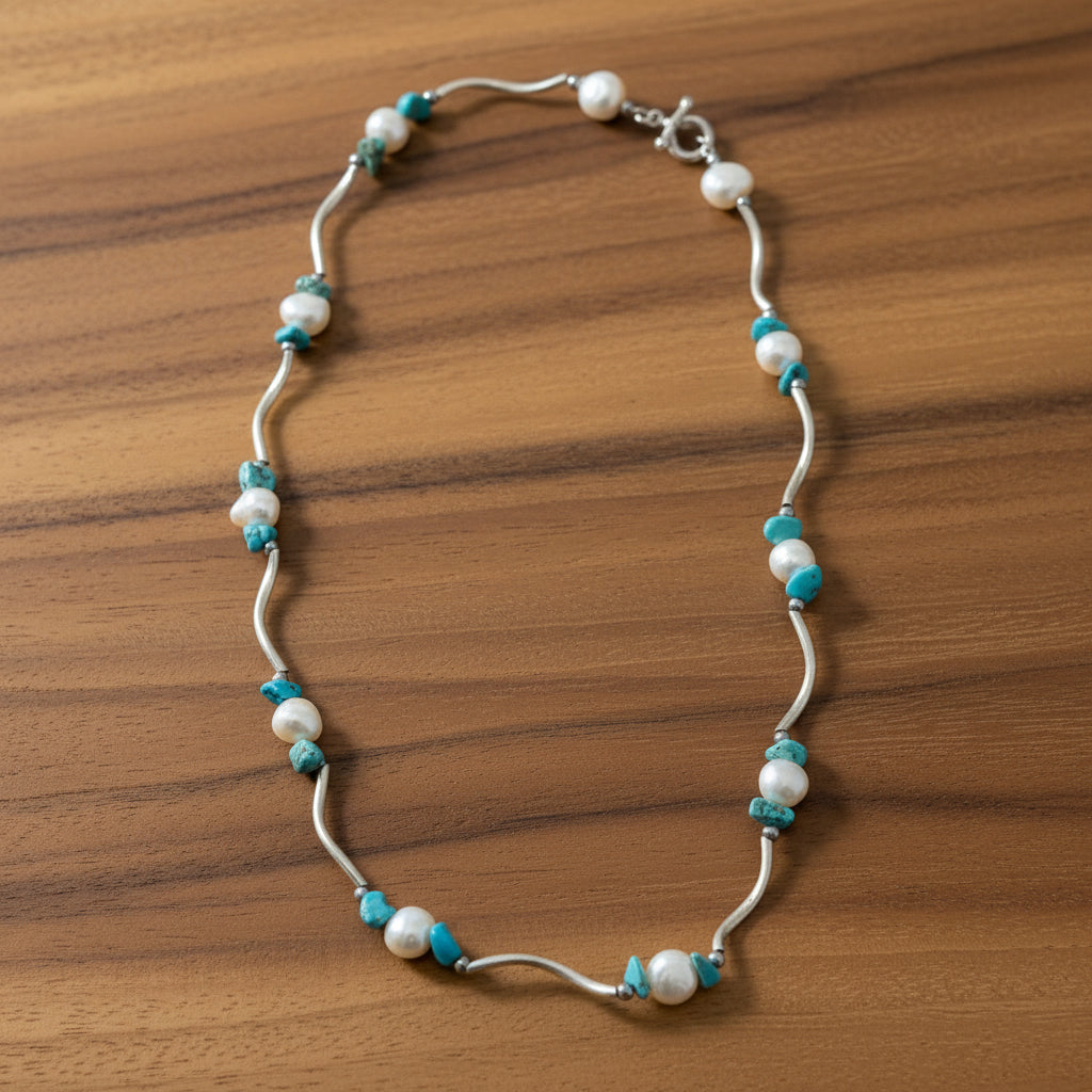 C-18" Twisted Tubes Pearl Necklace