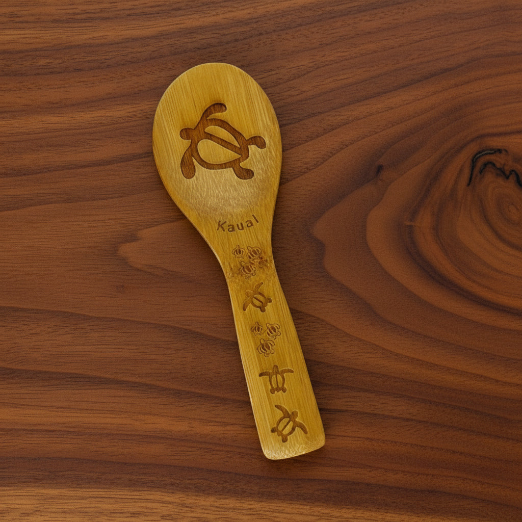 C-Hawaiian Bamboo Carved Rice Paddle