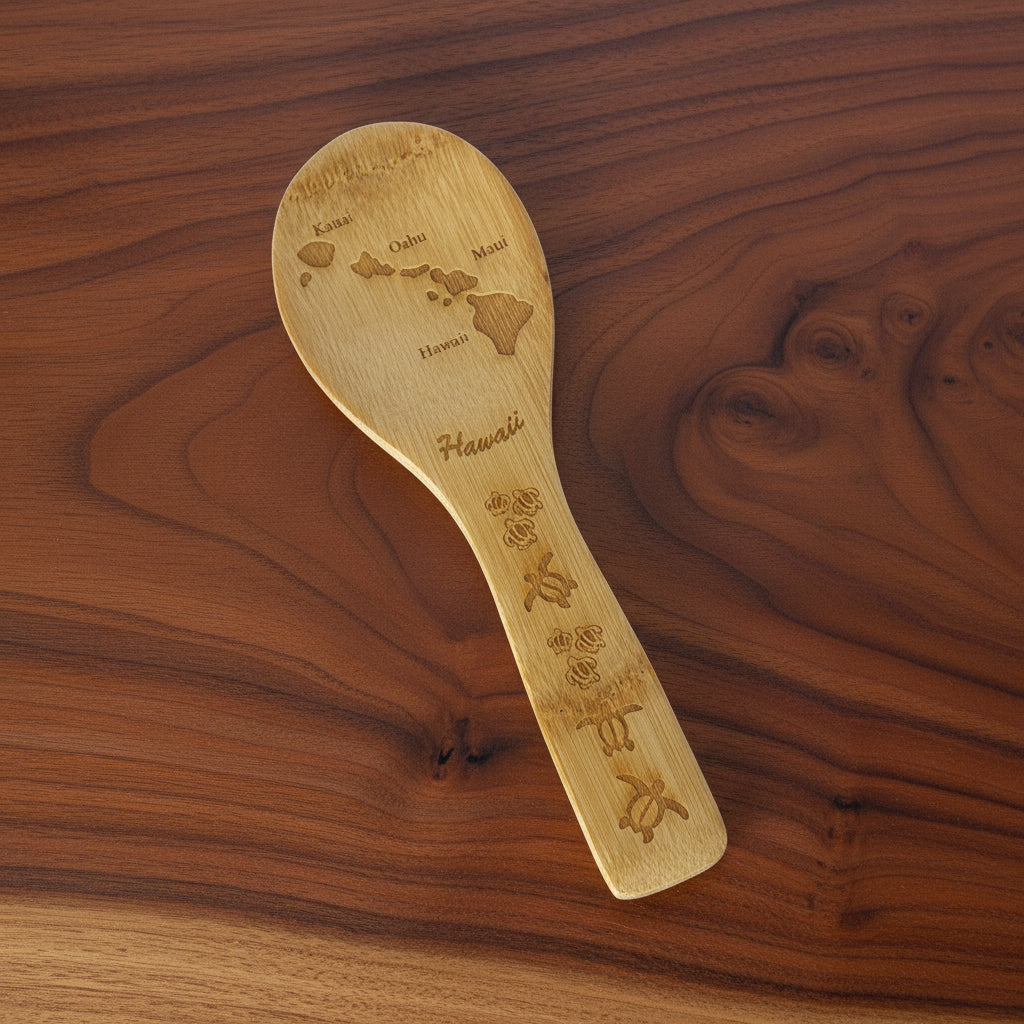 C-Hawaiian Bamboo Carved Rice Paddle