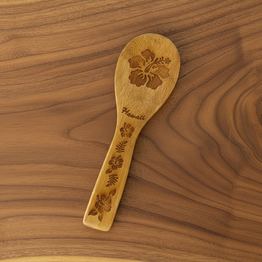 C-Hawaiian Bamboo Carved Rice Paddle