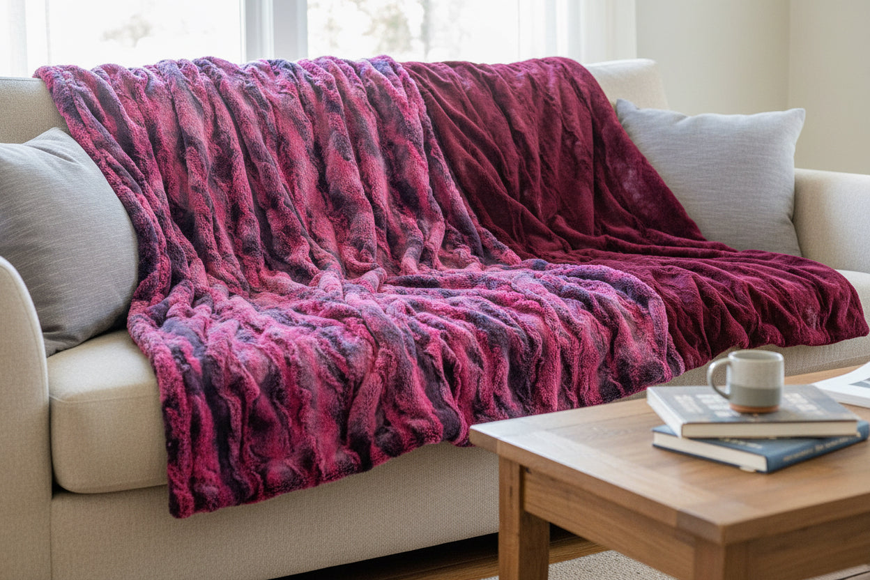 A-Cuddle Soft Throw Black Cherry Wild Rabbit