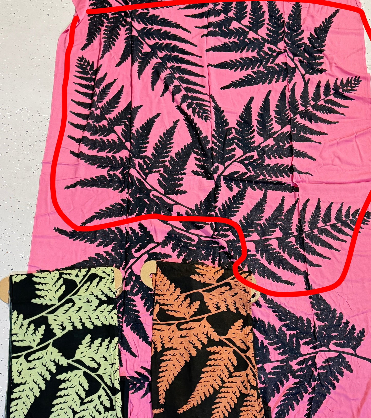 Primary Background Pink with Black Fern