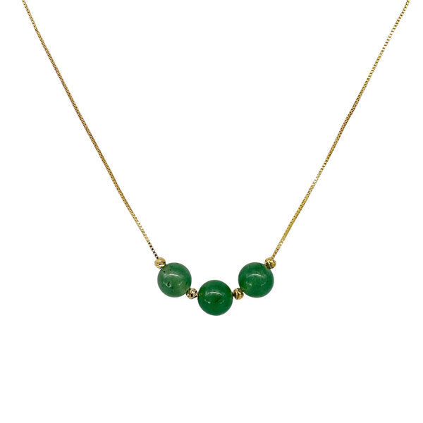 Copper & Jade 3 ball Adjustable Necklace 16"-18"