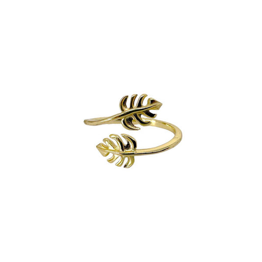 Sterling Silver Gold Plated Adjustable Monstera Ring