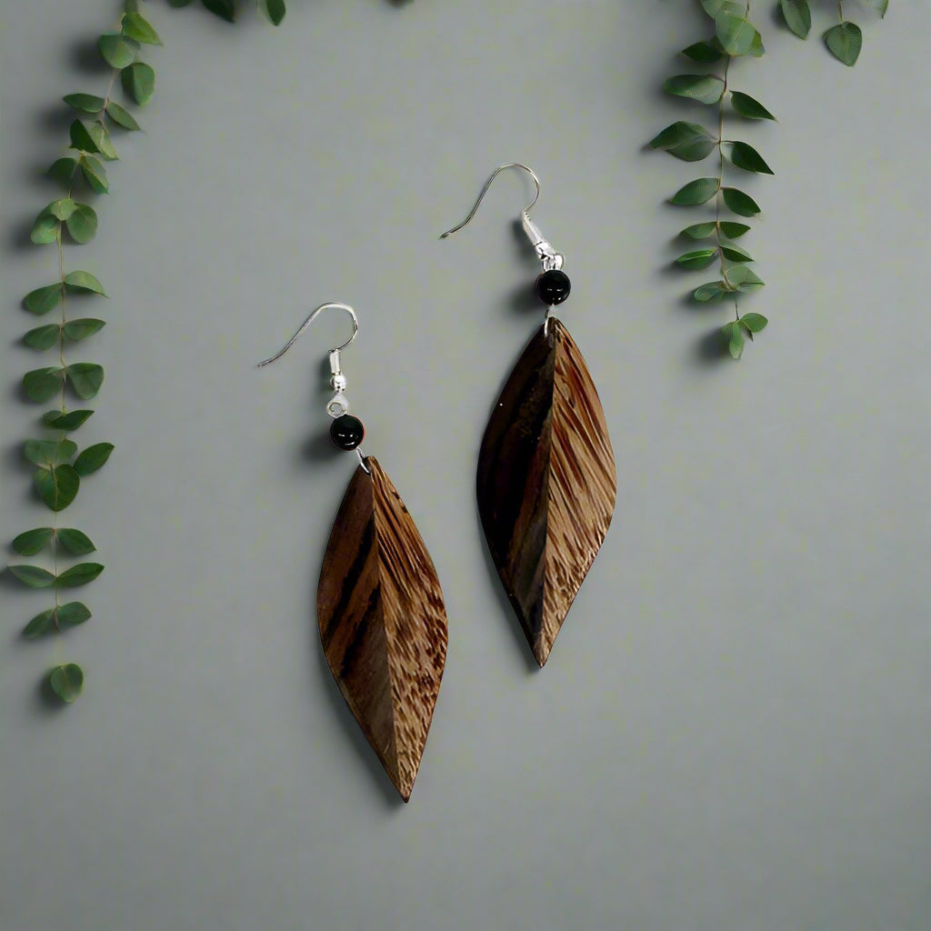 Hawaiian Style Handmade Coconut Wood & Rosewood Earrings