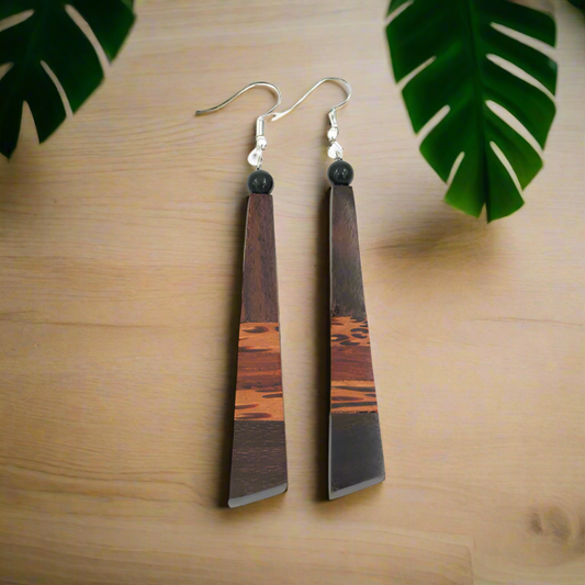 Hawaiian Style Handmade Coconut Wood & Rosewood Earrings