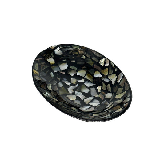 D-Caping Shell Mosaic Chip Oval Bowl (black)