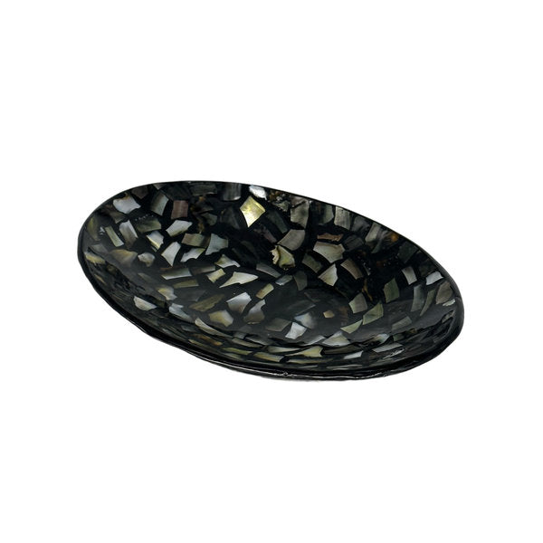 D-Caping Shell Mosaic Chip Oval Bowl (black)